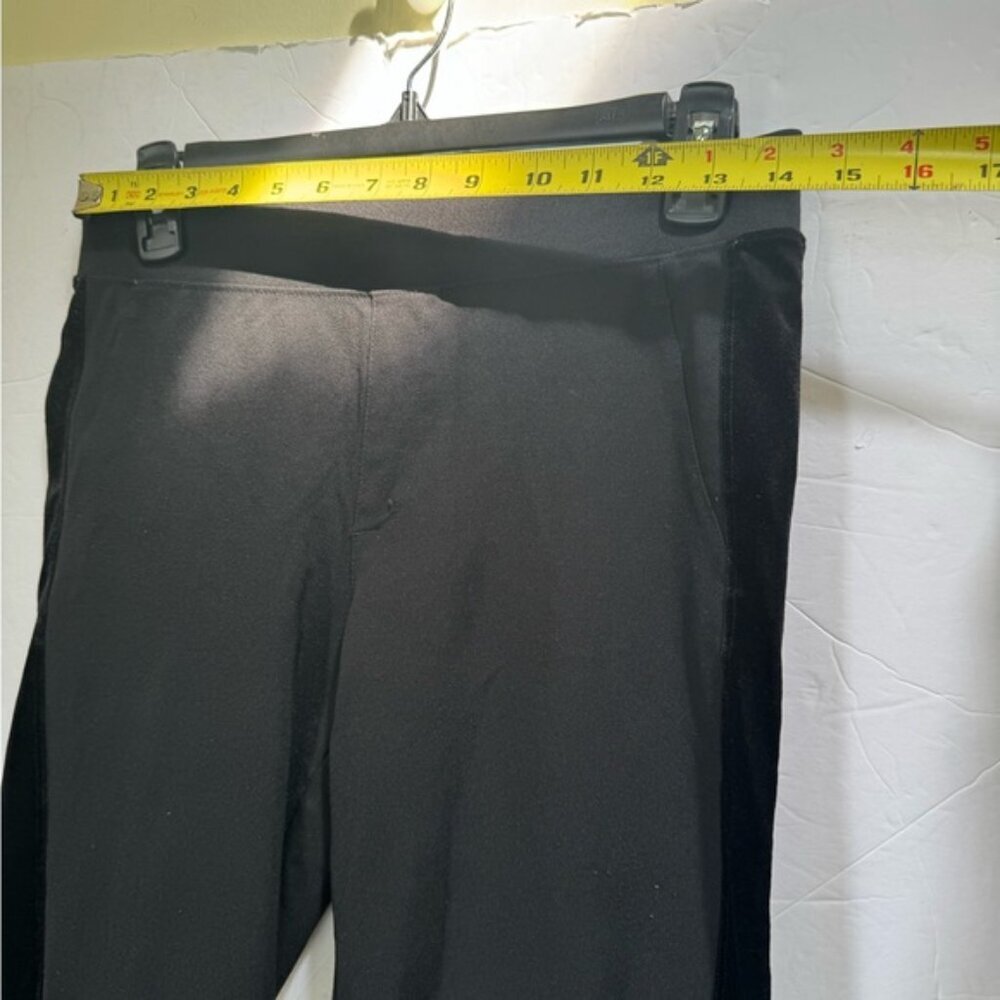 Hue Ponte Velvet Tuxedo Stripe Pants Pull On Slimming Straight Leg Minimalist M - Picture 7 of 10